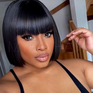 BOB WIG CUT BLACK BLOND BURGUNDY - STRAIGHT